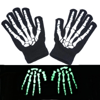 Winter Halloween Skull Grow in Dark Knit Gloves