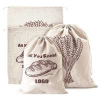 Reusable Drawstring Linen Bread Bag