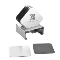 Stainless Steel Square Coaster Set with Holder