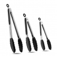 Premium Stainless Steel Locking Cooking Tongs Set of 3