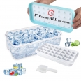 Easy Release Silicone 32 Ice Cuber Tray with Press lid and Bin