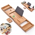 Bamboo Bathtub Caddy Tray Adjustable Organizer