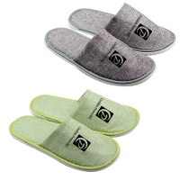 Custom Closed Toe Disposable Linen Hotel Slipper