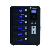 Public 6 Doors Fingerprint Coin Operated Mobile Phone Charging Locker