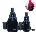 Premium USB Charging Sling Bag Crossbody One Shoulder Backpack with Detachable Water bottle Holder