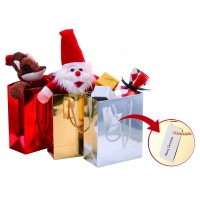 Christmas Metallic Foil Gift Bag with Gift Tag