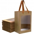 Brown Paper Gift Bag with Transparent Window