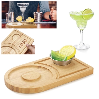 Bamboo Dish Bar Tray Margarita Salt Rimmer