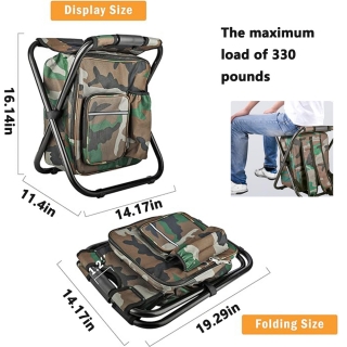 Folding Stool Backpack Insulated Cooler Bag