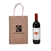 Burlap Jute Double Wine Bottle Bag With Handle