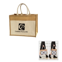 Jute Tote Bags With Canvas Front Pocket