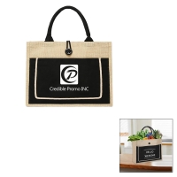 Custom Jute Tote Bags With Canvas Front Pocket