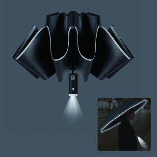 23 Inch 10 Ribs Automatic Reverse Folding Advertising LED Umbrella with Reflective Safety Strip