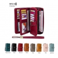 RFID Blocking Multi-card Position Clutch Female Leather Long Wallet Coin Purse Card Holder with Wristband