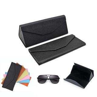 PU Leather Magnetic Folding Hard Eyeglasses Case