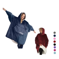 Oversized Microfiber & Sherpa Wearable Blanket with Huge Pocket