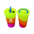 Shatterproof 16oz Tie-Dye Silicone Tumbler Cup with Lid and Straw