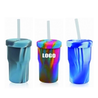 Silicone Unbreakable 16oz Tie-Dye Tumbler Cup with Lid and Straw