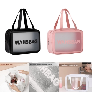 Matte Translucent Toiletry Bag with Handle Makeup Cosmetic Organizer