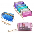 Waterproof PVC Transparent Zippered Cosmetic Bag with Handle Strap