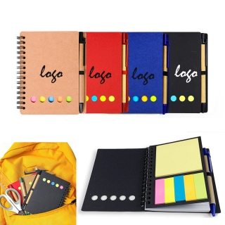 Pocket Spiral Notebook with Sticky Notes&Pen