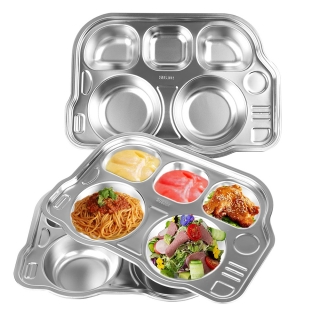 5 Section Car Shape 304 Stainless Steel Divided Dinner Tray