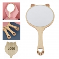 Wooden Handheld Portable Cat Ear Makeup Mirror