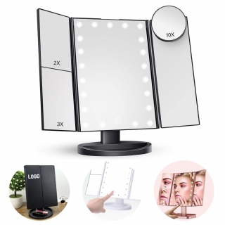 Folding Screen Touch Dimming Light Magnifiable Makeup Mirror