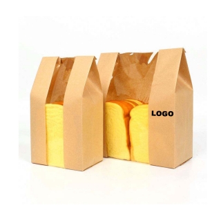 Custom Logo Oil-Proof Kraft Paper Bread Bags