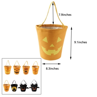 Pumpkin Canvas Candy Tote Bucket Multipurpose Portable Collapsible Reusable Goody Bucket