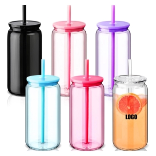 16oz Plastic Cup with Straw and Lid