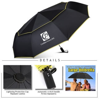 Double Layer Windproof Automatic Umbrellas with Anti-UV Straight Folding Multi-coloured