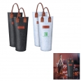 Single Insulated Felt Bottle Wine Tote Bag With Leather Handle