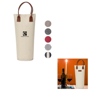 Single Bottle Insulated Wine Tote Bag With Leather Handle