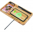 15W Bamboo Phone Wireless Charging Station With Desk Organizer Pad Pen Stand