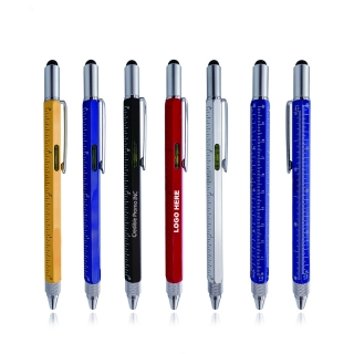 6 in 1 Metal Multitool Touch Screen Pen With Ruler Level Gauge Screwdriver