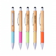 Retractable Wheat Straw Bamboo Ballpoint Pen For Touch Screen