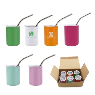 3oz Mini Tumbler Shot Glass Set of 6 with Straw and Lid