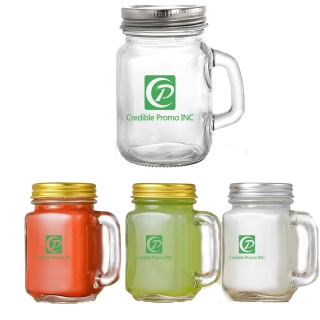 4.5 Oz. Traditional Mason Jars With Handle And Metal Screw Lid