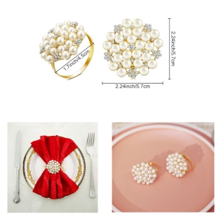 Gold Pearls Flower Napkin Buckles