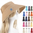 Fashionable Wide Brim Roll-up Straw Sun Visor Hat Women