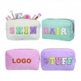 Portable Corduroy Chenille Letter Make Up Bag