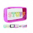 Chenille Letter Clear PVC Makeup Bag Waterproof Zipper Pouch