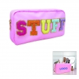 Nylon Chenille Varsity Letter Makeup Pouch Cosmetic Bag