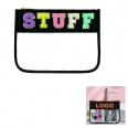 Waterproof Chenille Letter Pouch Clear PVC Makeup Bag Flat Pouch