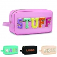 Nylon Chenille Letter Pouch Makeup Bag With Handle