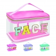 Chenille Letter Clear Makeup Bag With Handle