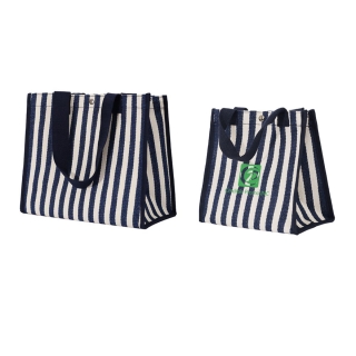 Striped Canvas Shopping Bag Handbag