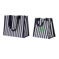 Striped Canvas Shopping Bag Handbag