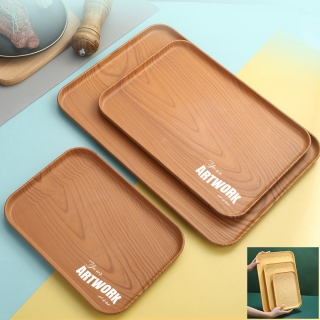 Wood Graining PP Material Serving Tray Or Dinner Tray Small Size